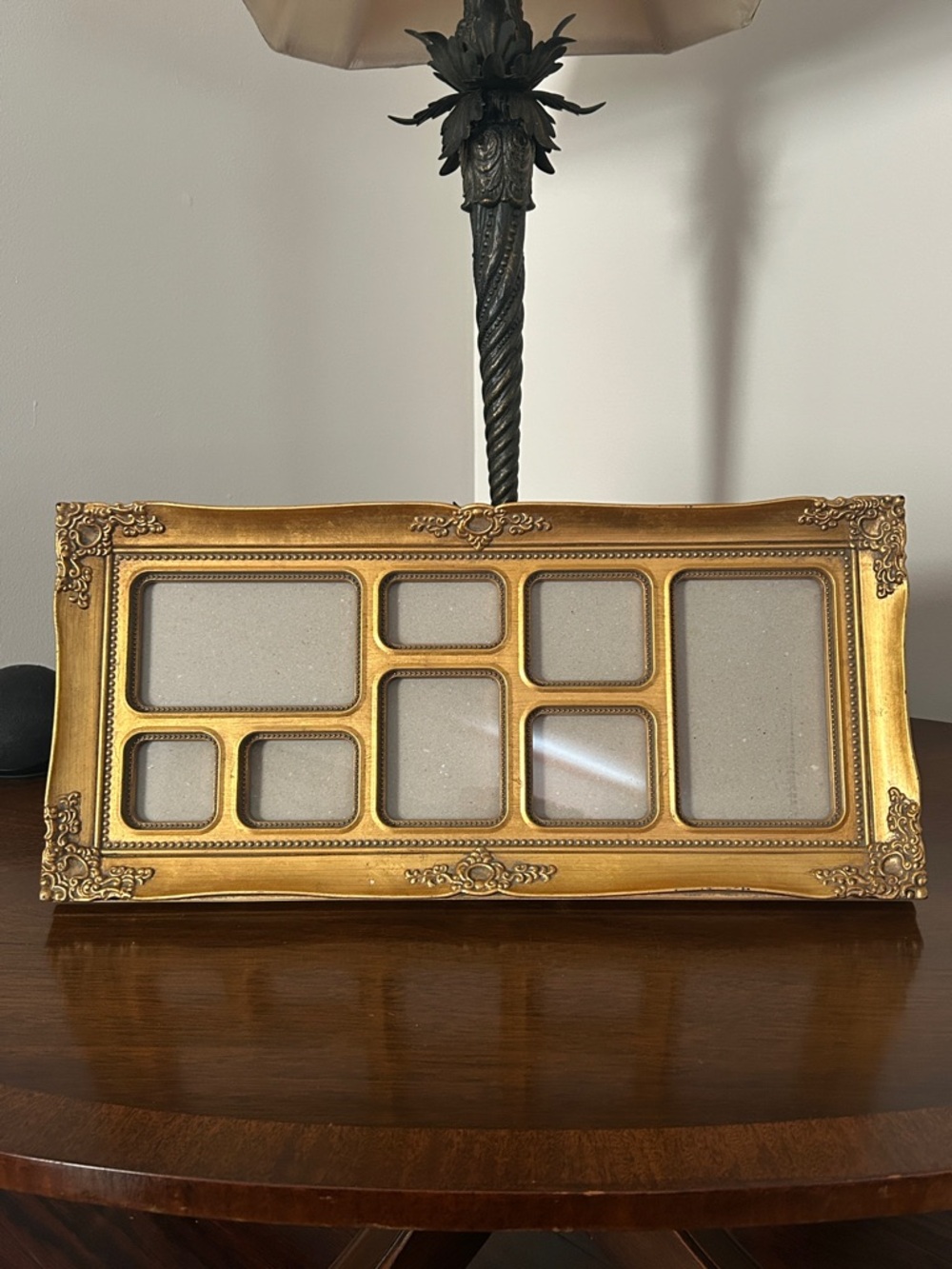 Roma Vtg. Collage Family Photo Frame 21" Ornate Gold Color Antique Look 21x10”